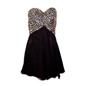 Little Black Dress Bling Rhinestones Pageant Prom Homecoming Formal Bridesmaid